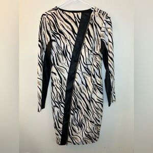 Thalia Sodi Zebra Print Dress with Black and Cream